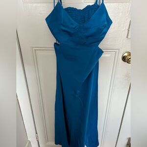 Vici Blue Satin Backless Dress